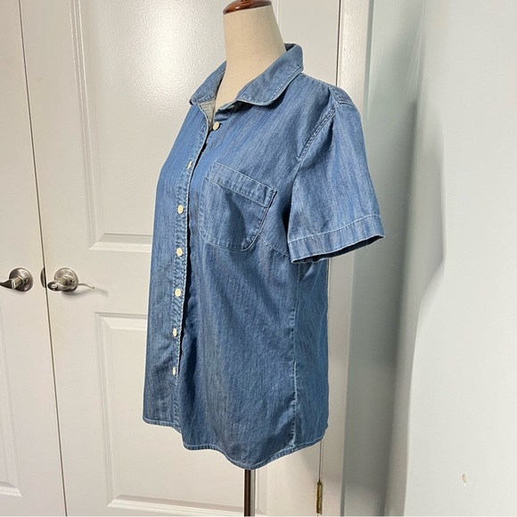 J Crew Factory blue chambray work wear shirt size M - Picture 9 of 12